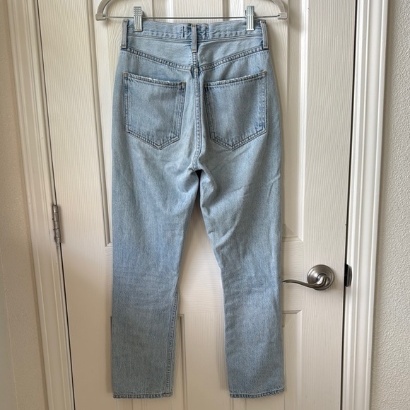 Agolde Riley in Blitz Light Blue Distressed Cropped Jeans size 23 - Picture 8 of 16